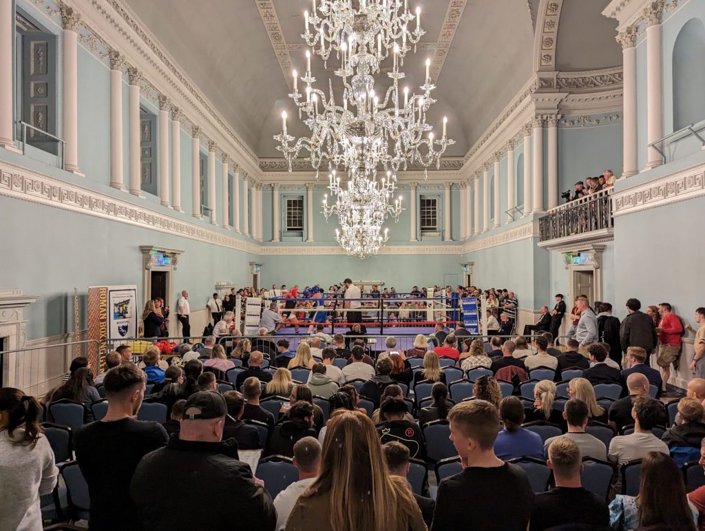 Boxing under the chandeliers at Bath's Assembly Rooms